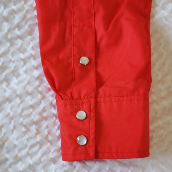 Vintage Red Western Shirt/ Pearl Snap/ Button Down - Picture 6 of 11